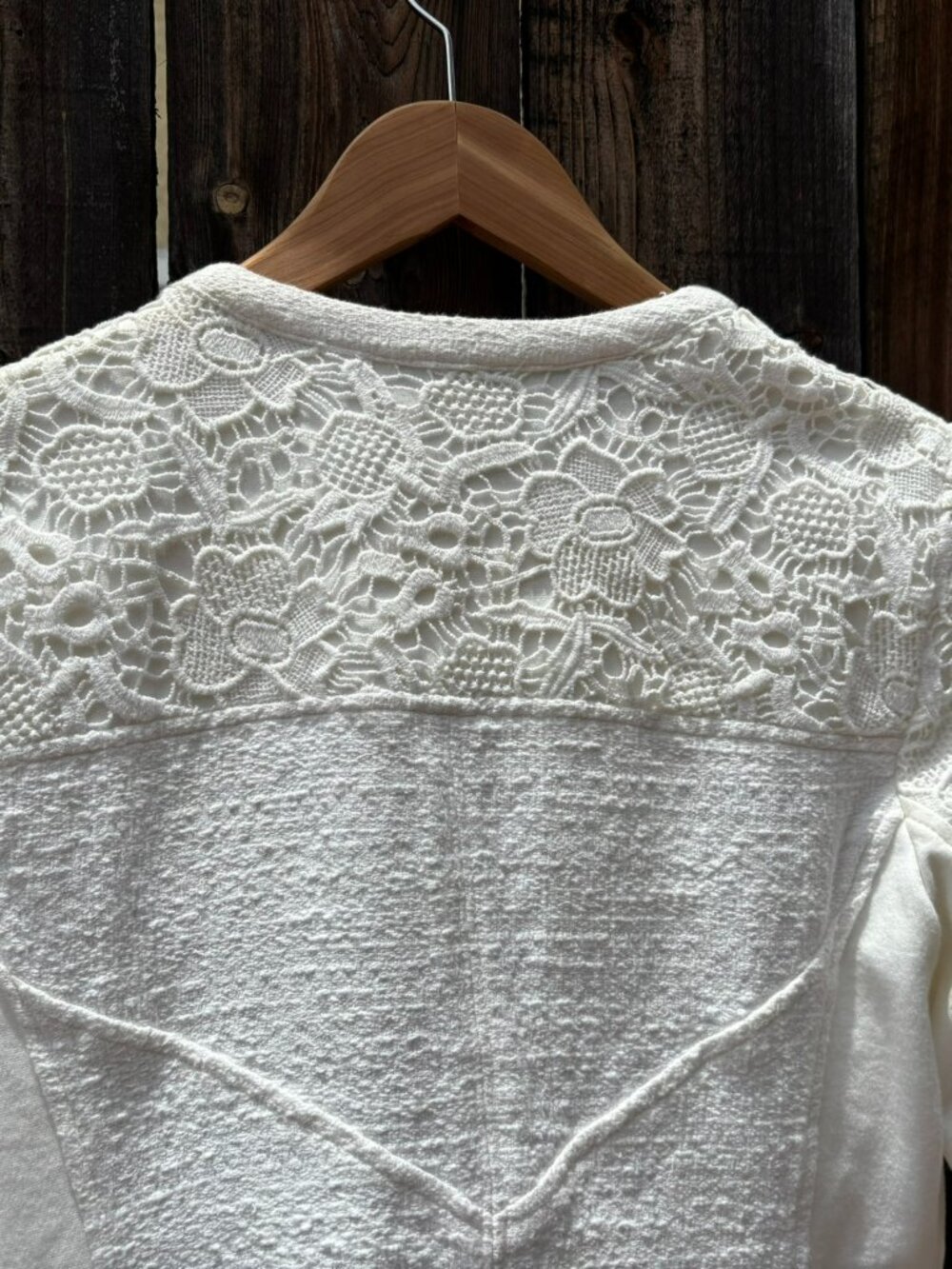 CAbi Cream Lace-Overlay Trim Zip Front Blazer Moto Jacket Medium - Picture 8 of 13